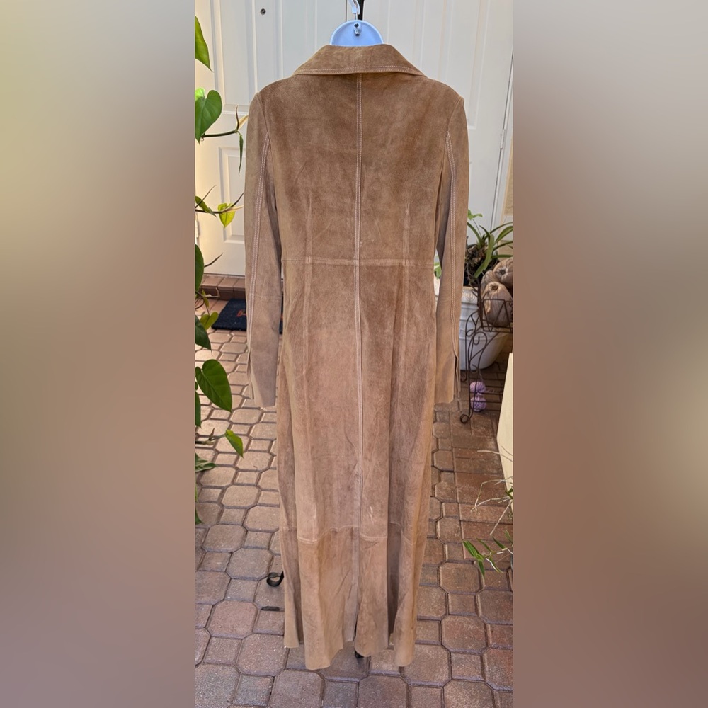Wet Seal Camel/Tan Suede Leather Duster Lightweight Coat Sz M - Picture 4 of 6